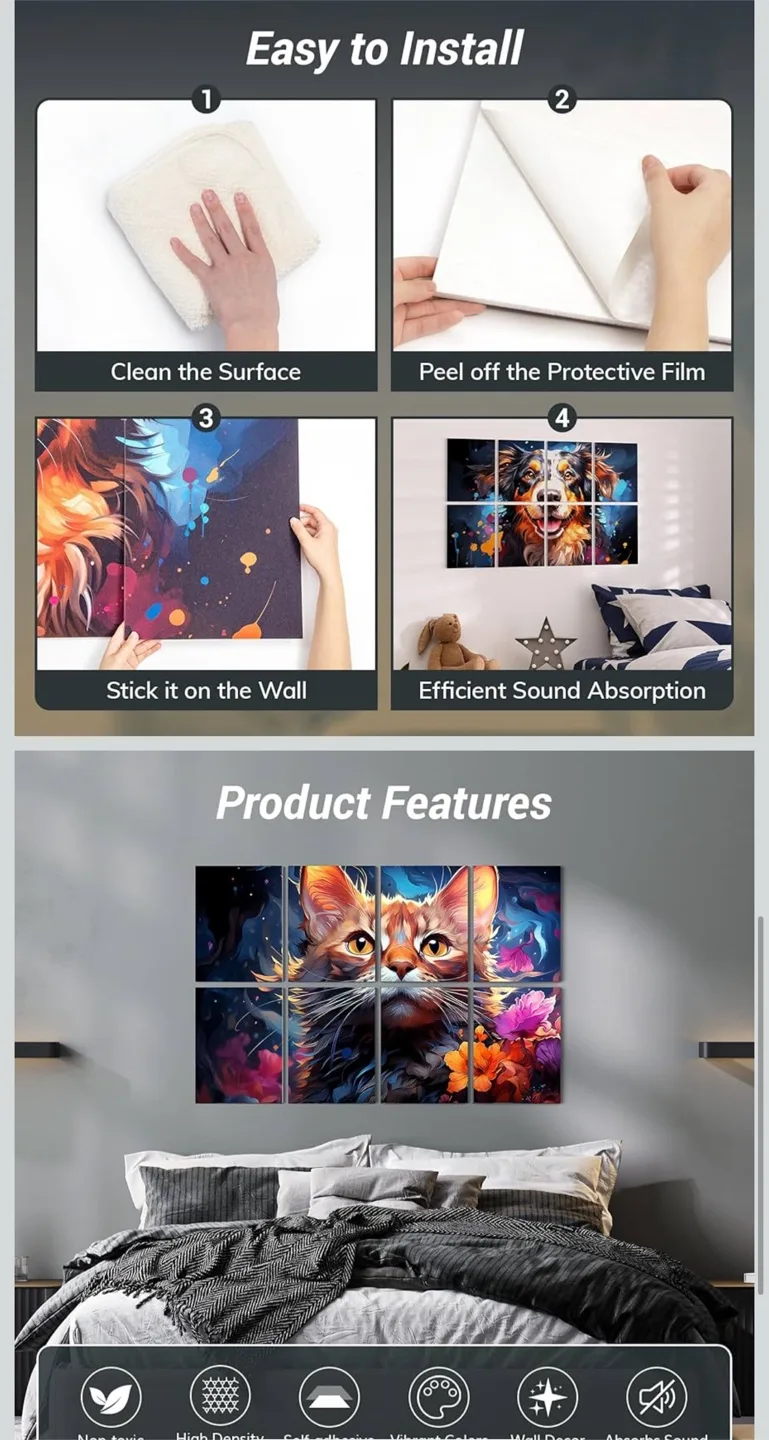 🥕8-pc Wall Art Acoustic Panels image indicator(5)