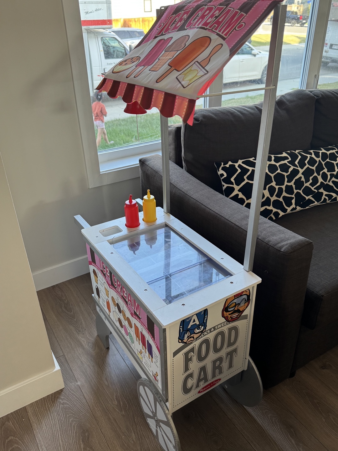 Melissa & Doug Ice Cream Cart and kids bookshelf