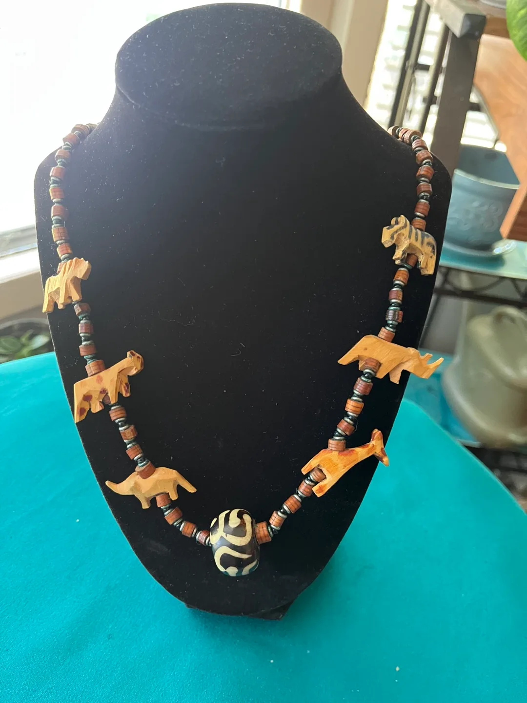 Handmade Wood Animal Bead Necklace thumbnail