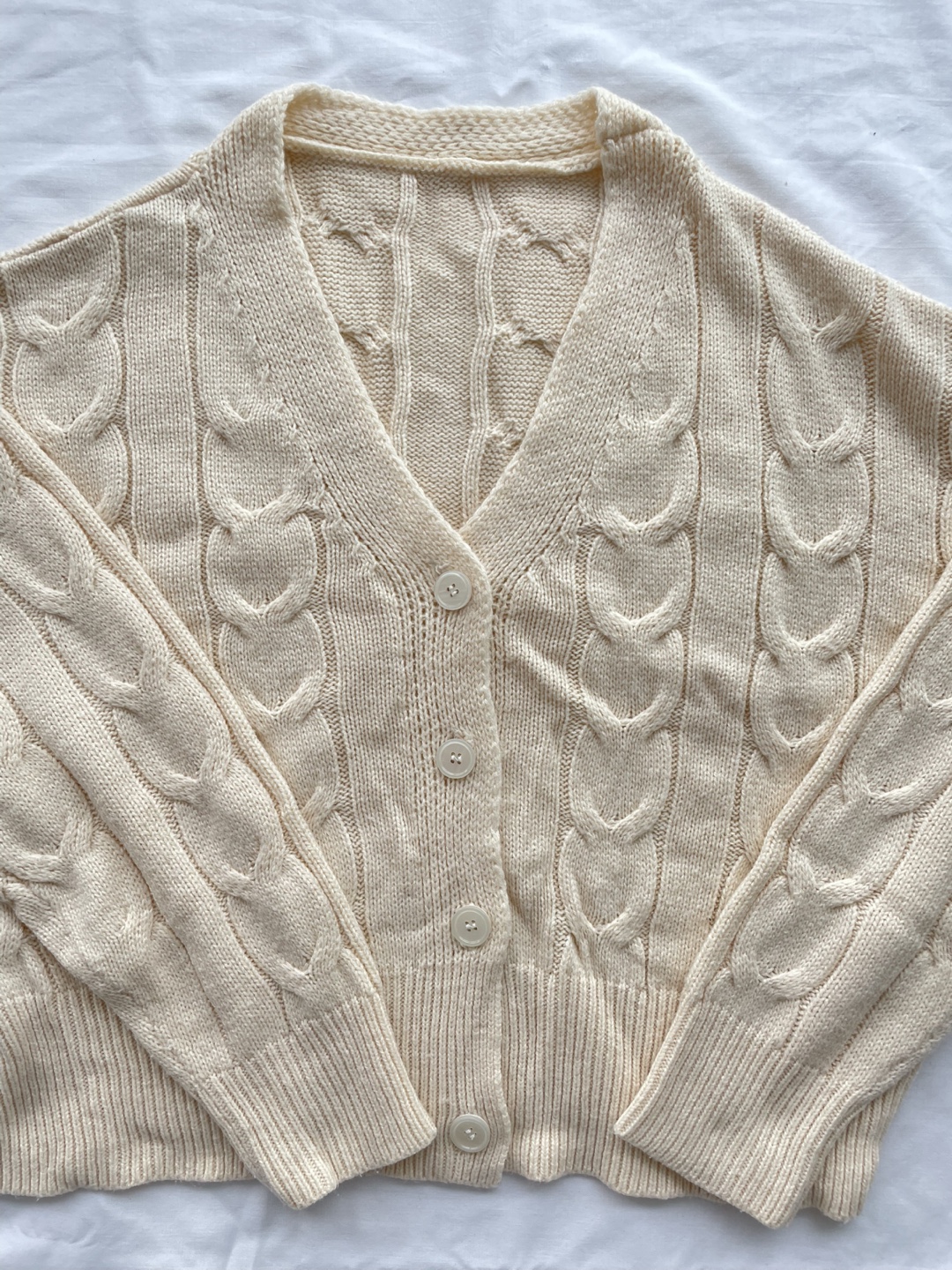 Cream Cable Knit Cardigan - photo 4