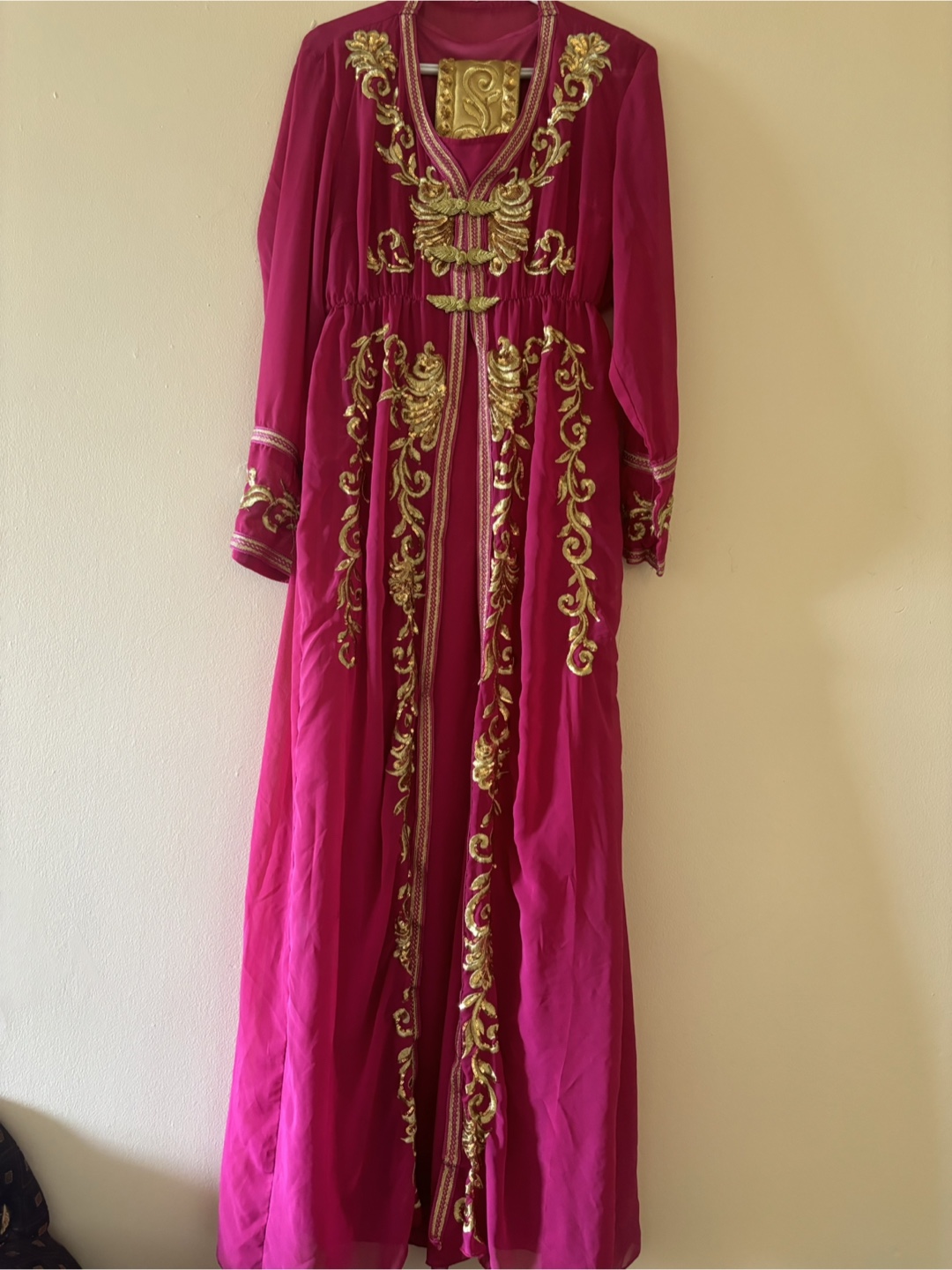 Stunning Hot Pink Embellished Maxi Dress