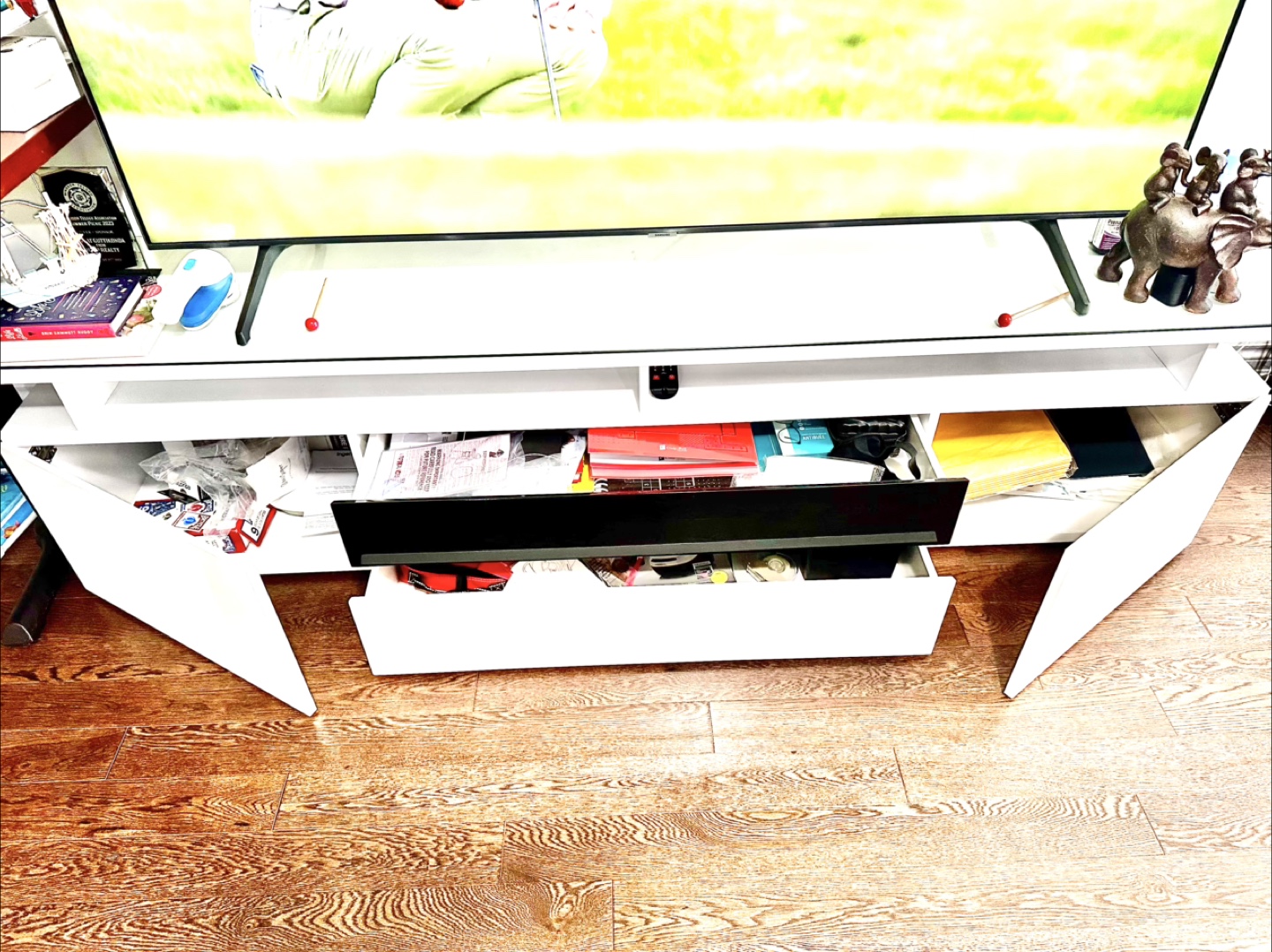 White TV Stand with Storage - photo 3