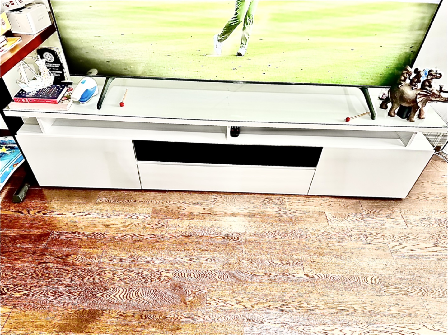 White TV Stand with Storage - photo 2