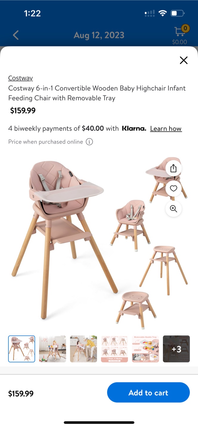 Costway 6-in-1 Convertible Wooden Baby Highchair