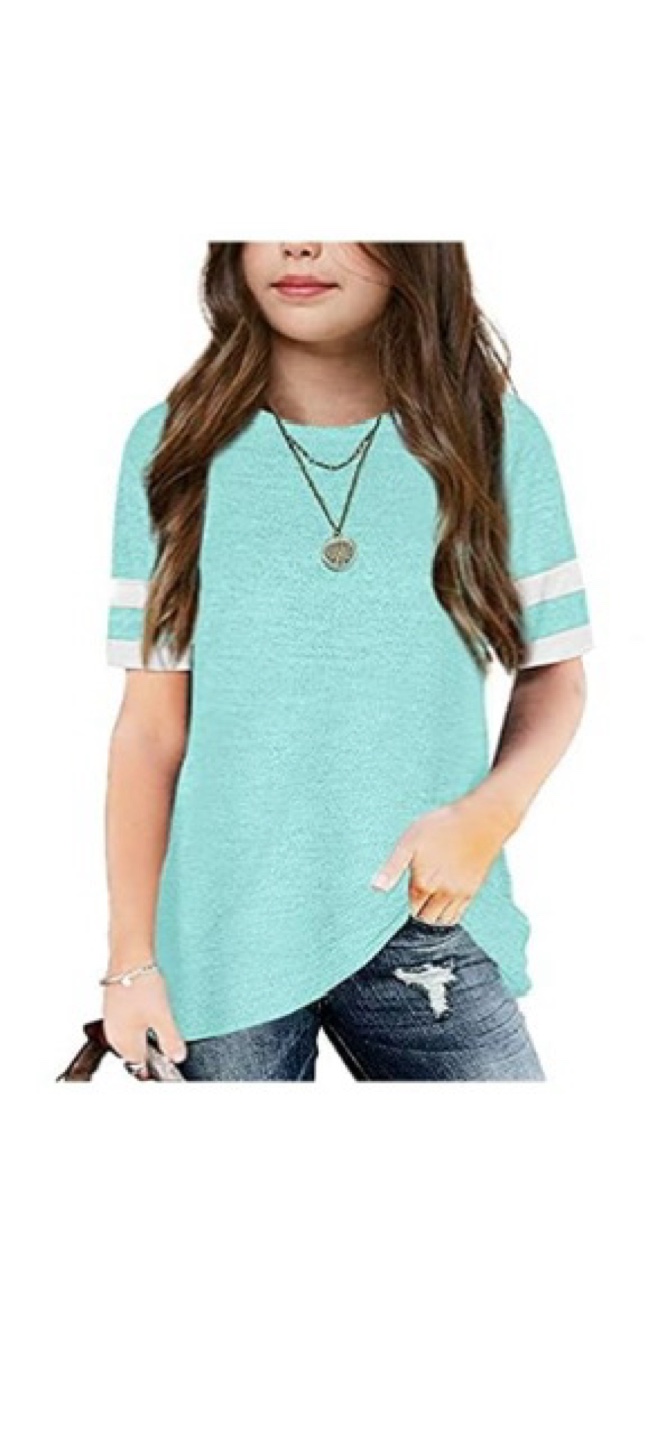 Girls Yellow T-Shirt with Striped Sleeves