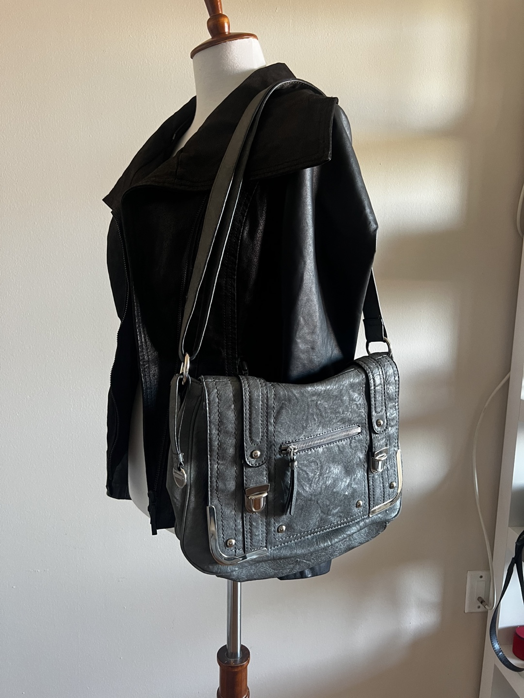 Grey Shoulder leather Bag