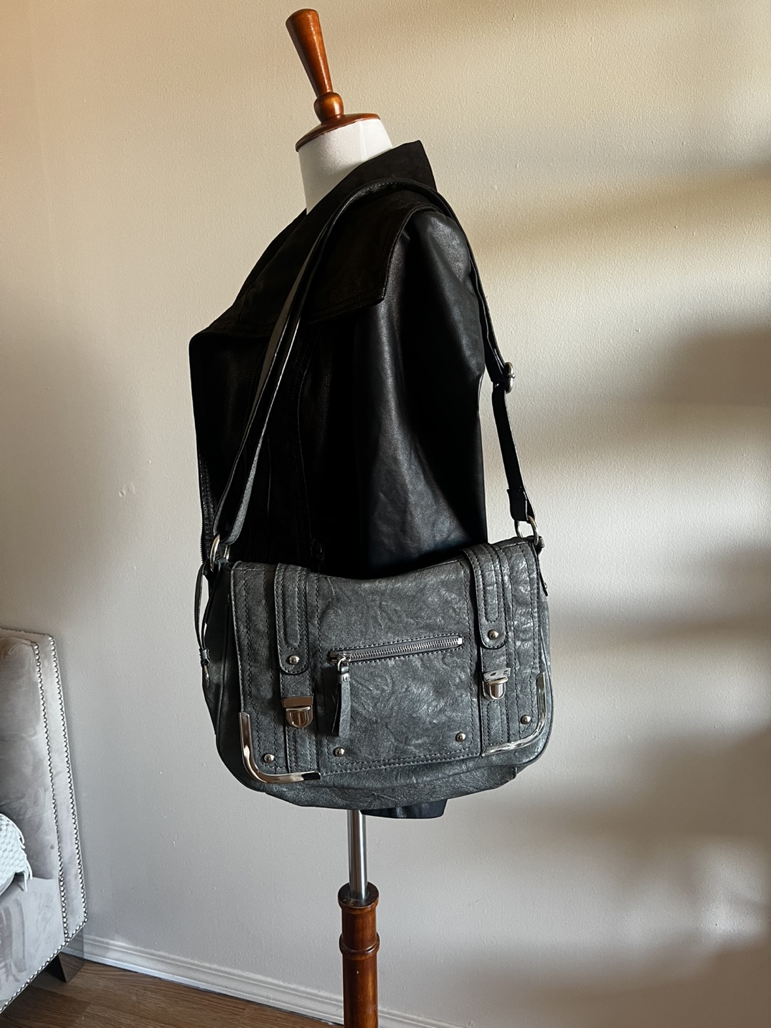 Grey Shoulder leather Bag - photo 2