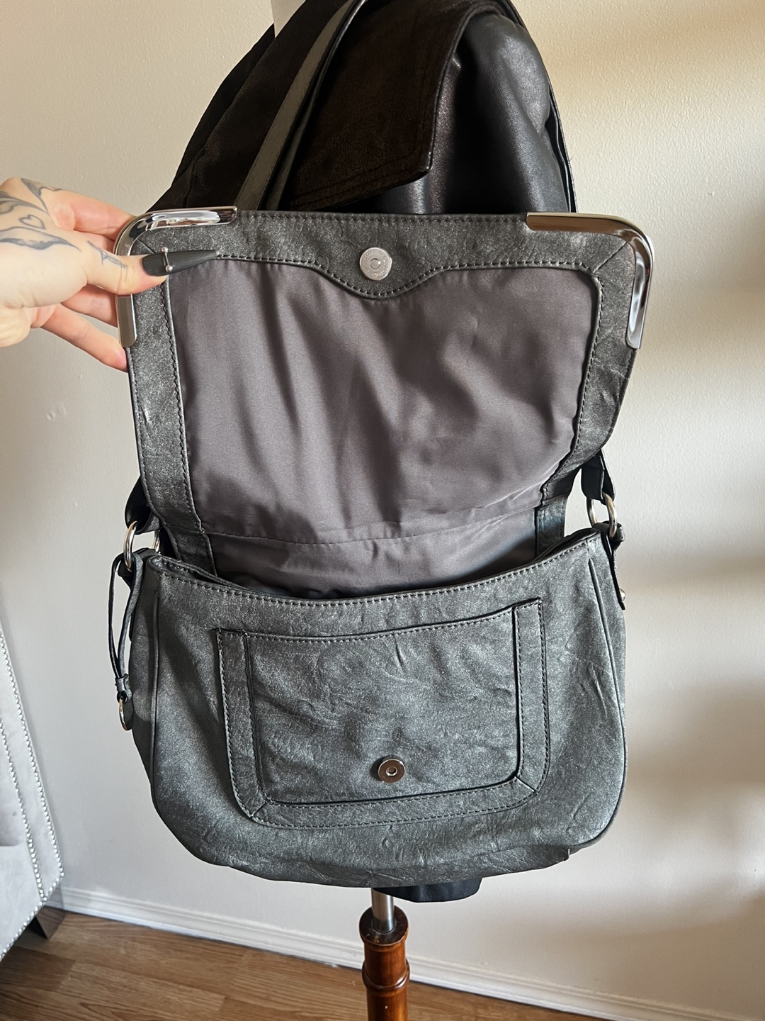 Grey Shoulder leather Bag - photo 4