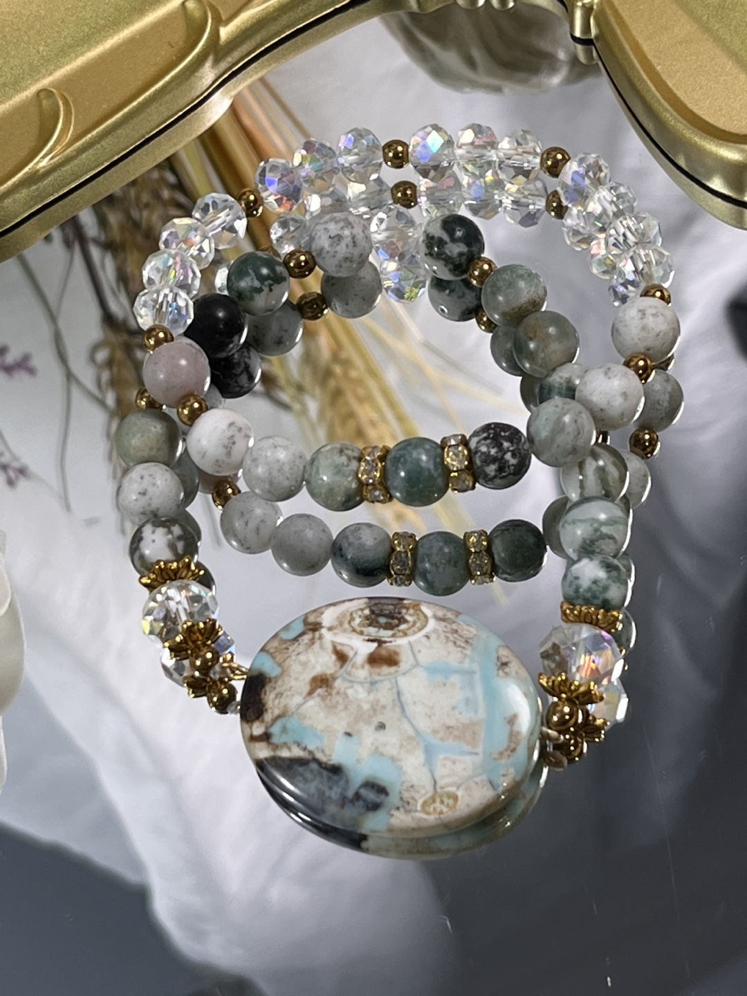 Light Blue Apatite Focal Stone Bracelet (2 Layers) - photo 2