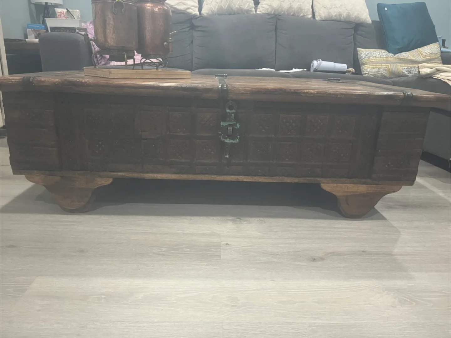 Rustic Wooden Trunk Coffee Table thumbnail