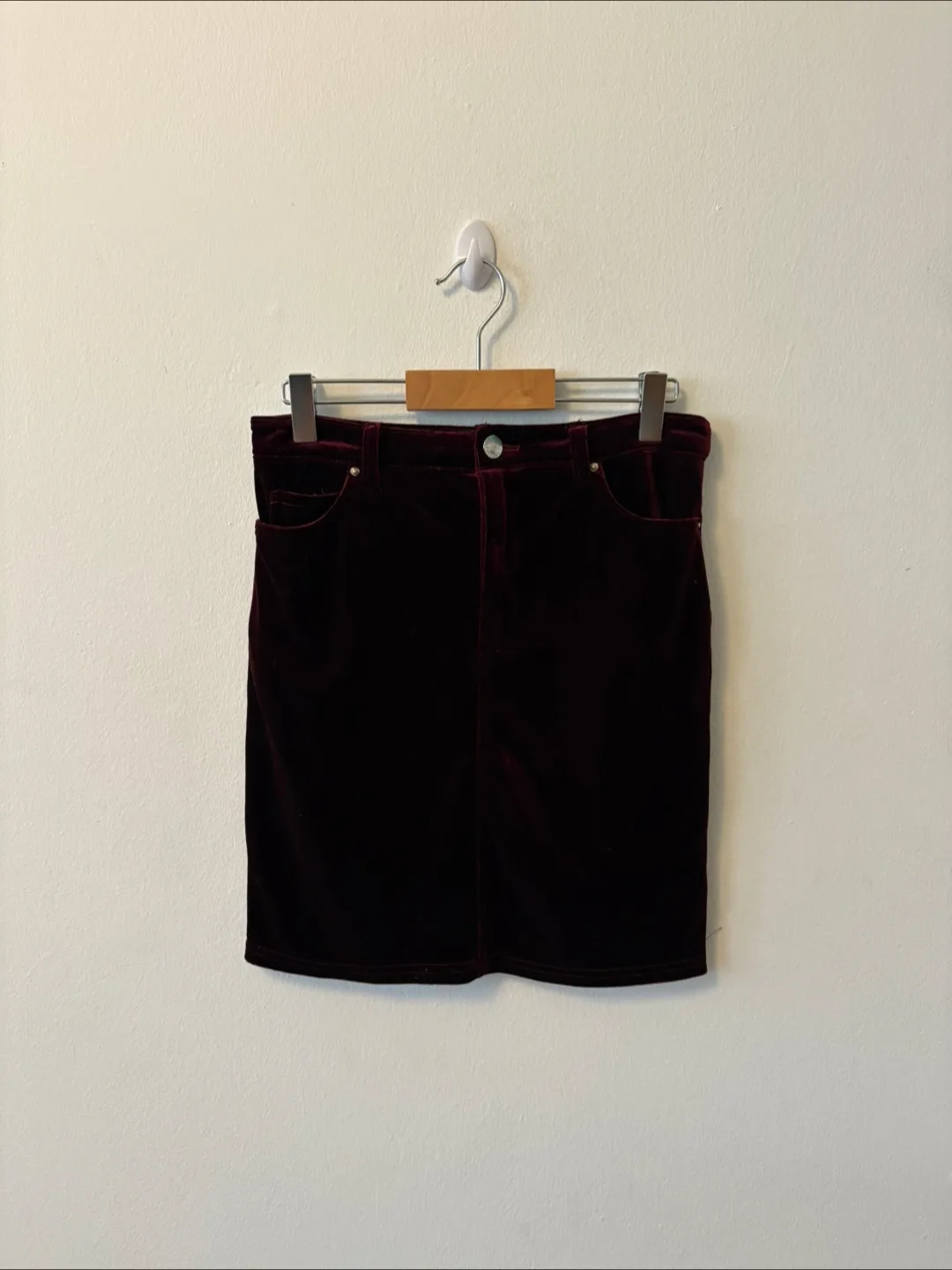 Burgundy Velvet Mini Skirt thumbnail