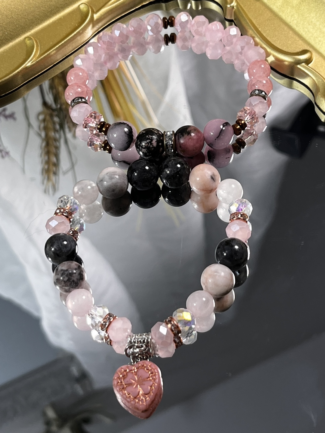 Rhodoniite and Cherry Blossom with Heart Charm (2 Layers) - photo 3