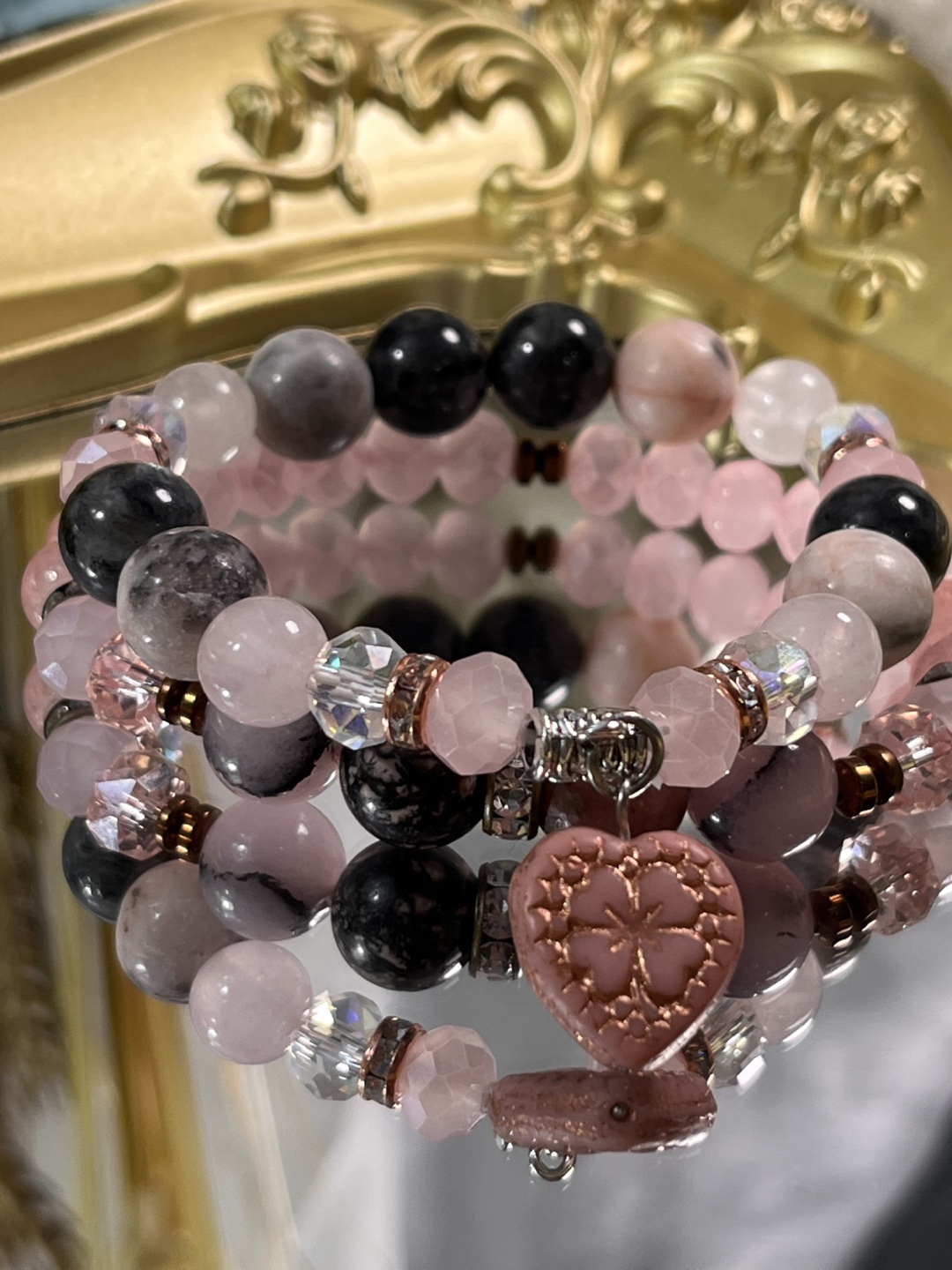 Rhodoniite and Cherry Blossom with Heart Charm (2 Layers) - photo 4
