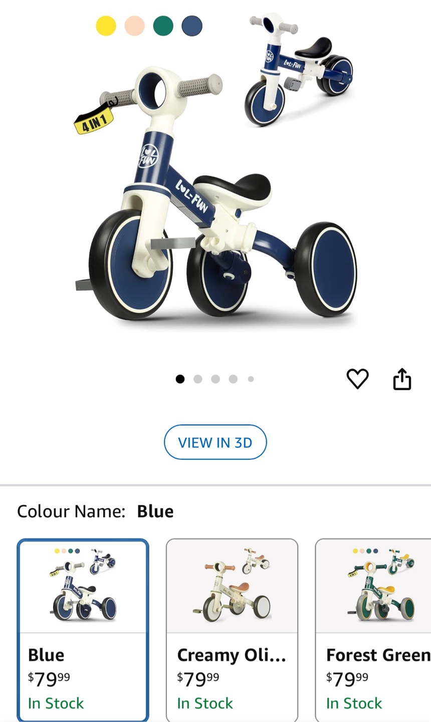 LOL-FUN Baby Balance Bike 4 in 1 Trike Toddler Tricycle - photo 2