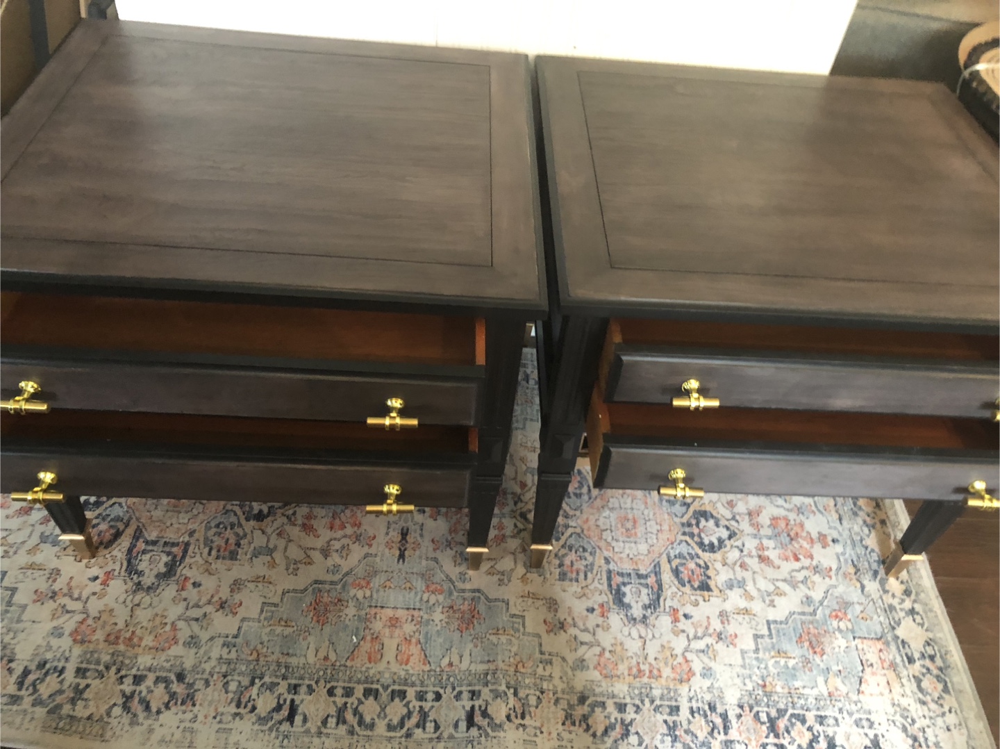 Refinished end tables with 2 drawers per table - photo 2