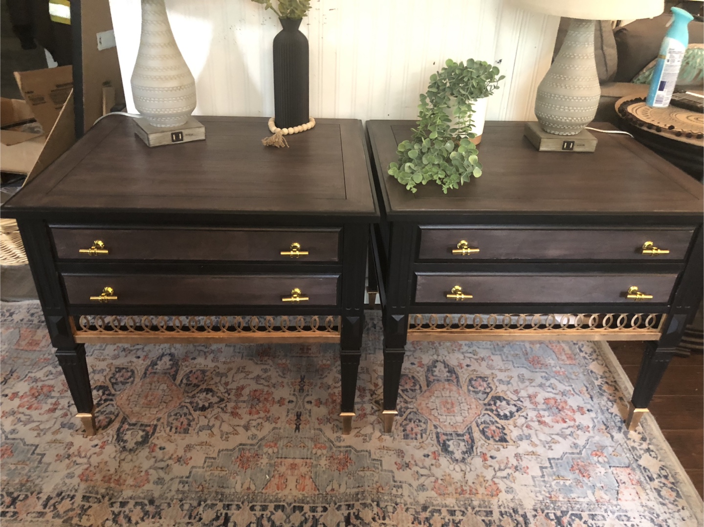 Refinished end tables with 2 drawers per table - photo 3