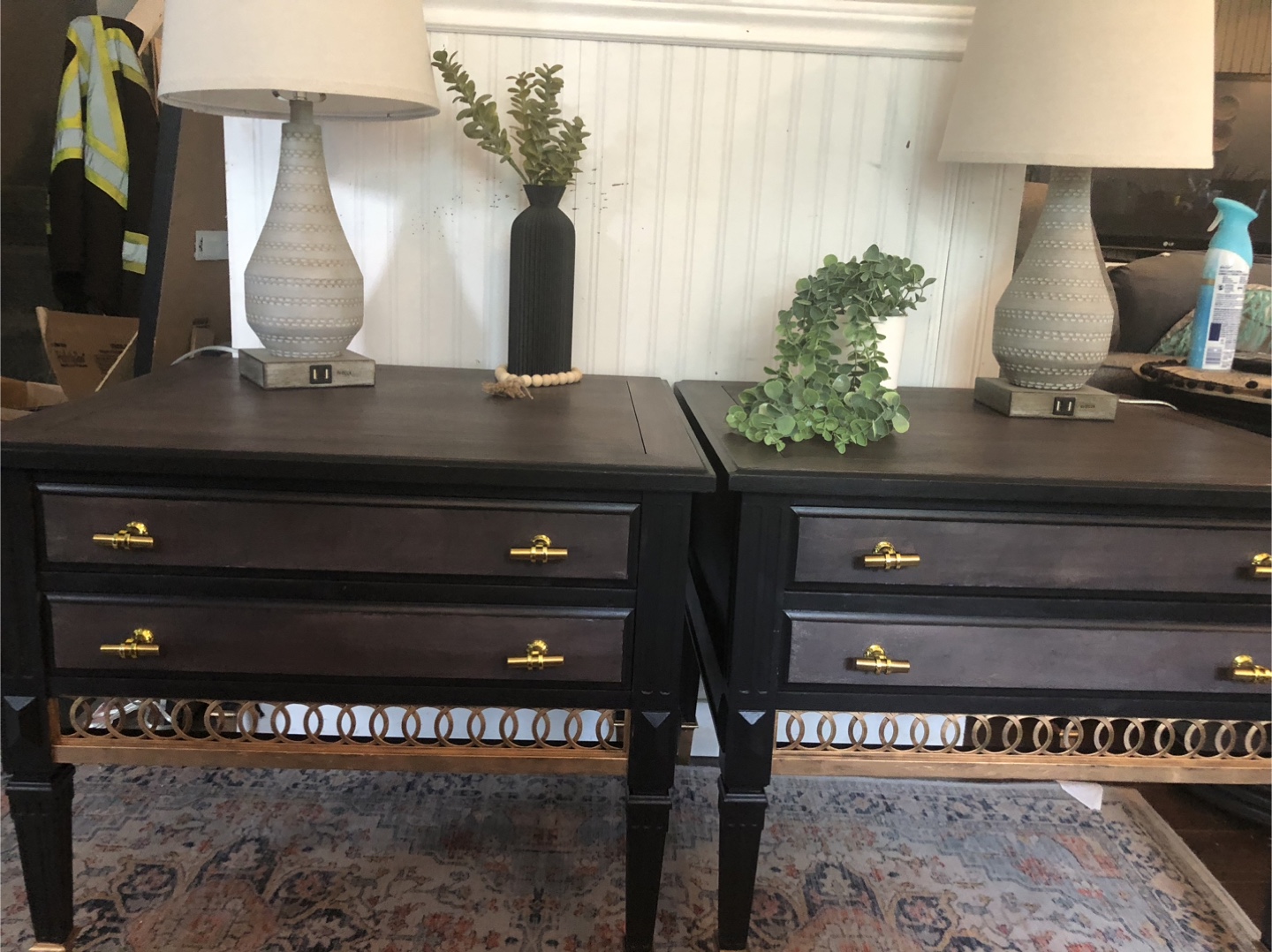 Refinished end tables with 2 drawers per table