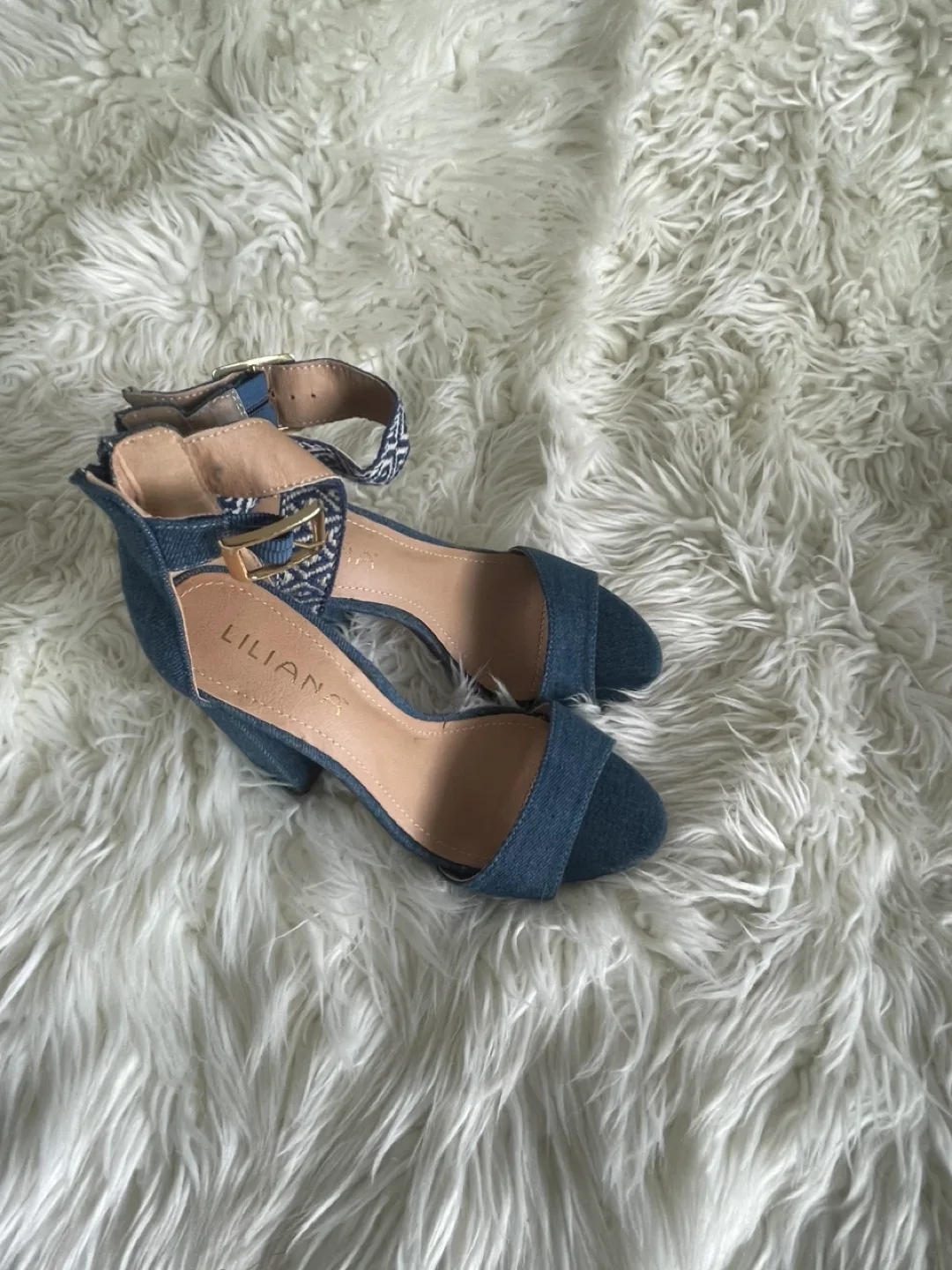 Liliana Denim Ankle Strap Heels thumbnail