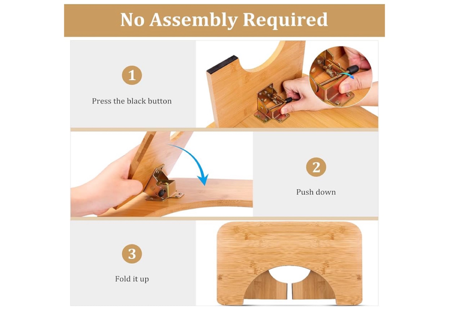 Foldable Bamboo Toilet Stool with Soft Cover - photo 4