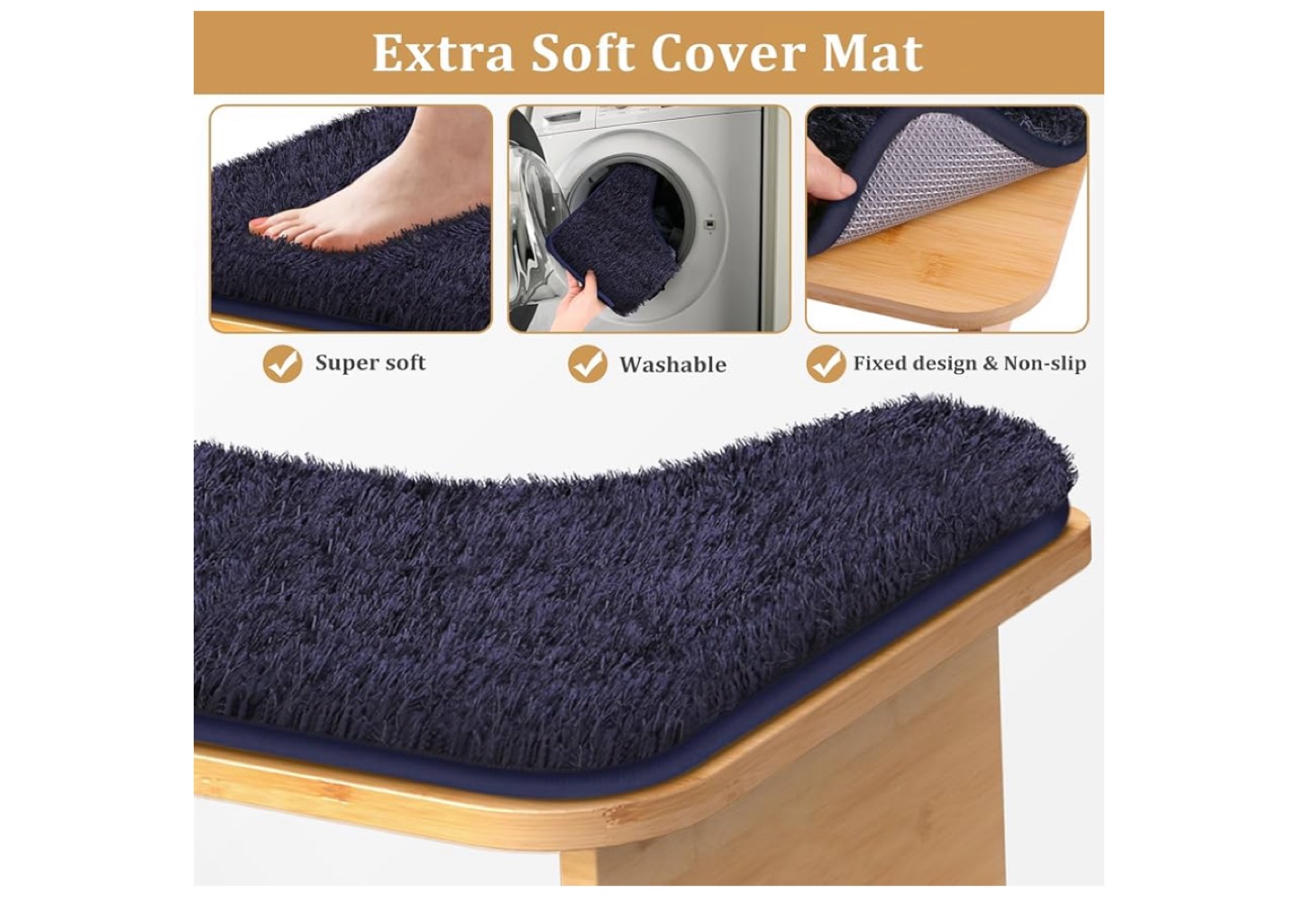 Foldable Bamboo Toilet Stool with Soft Cover - photo 3