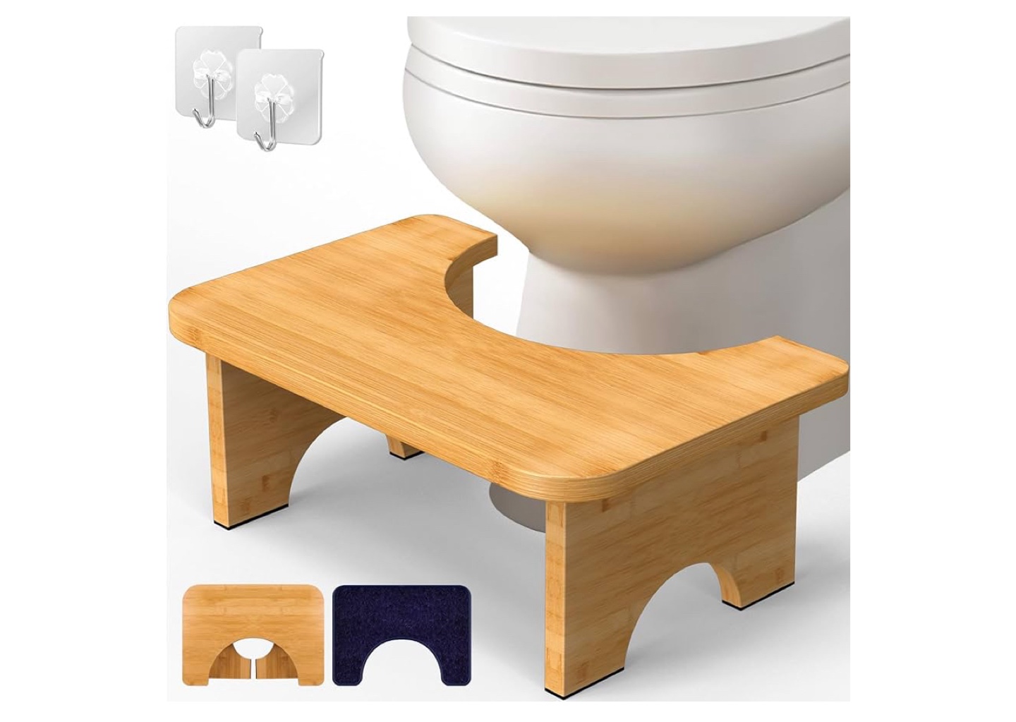 Foldable Bamboo Toilet Stool with Soft Cover