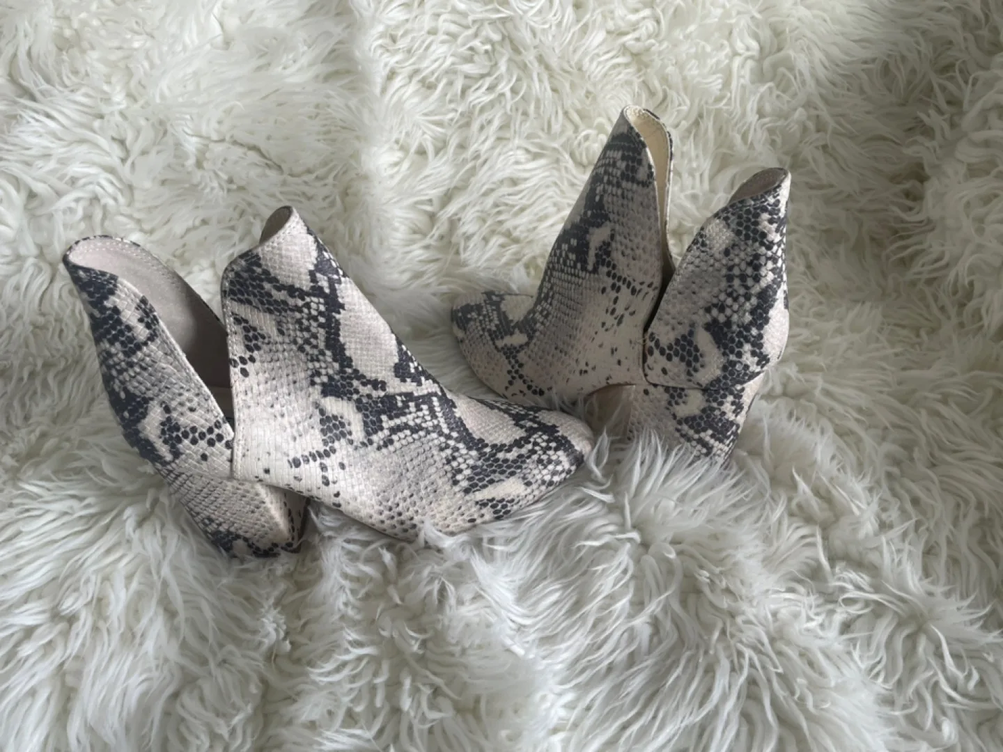 Snakeskin Print Heeled Booties, Size 8 thumbnail
