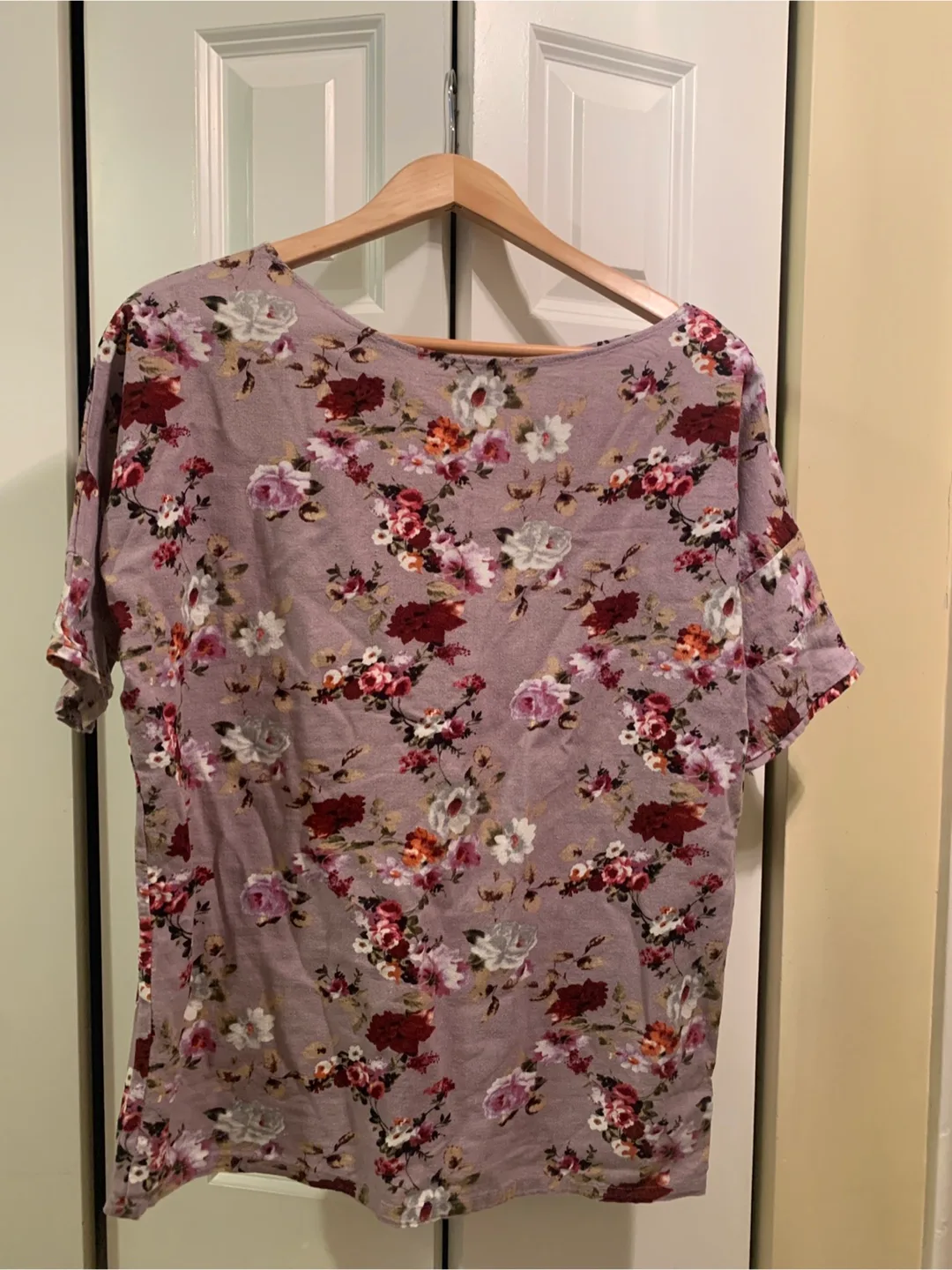 Floral Print Short Sleeve Linen/Cotton Top image indicator(7)