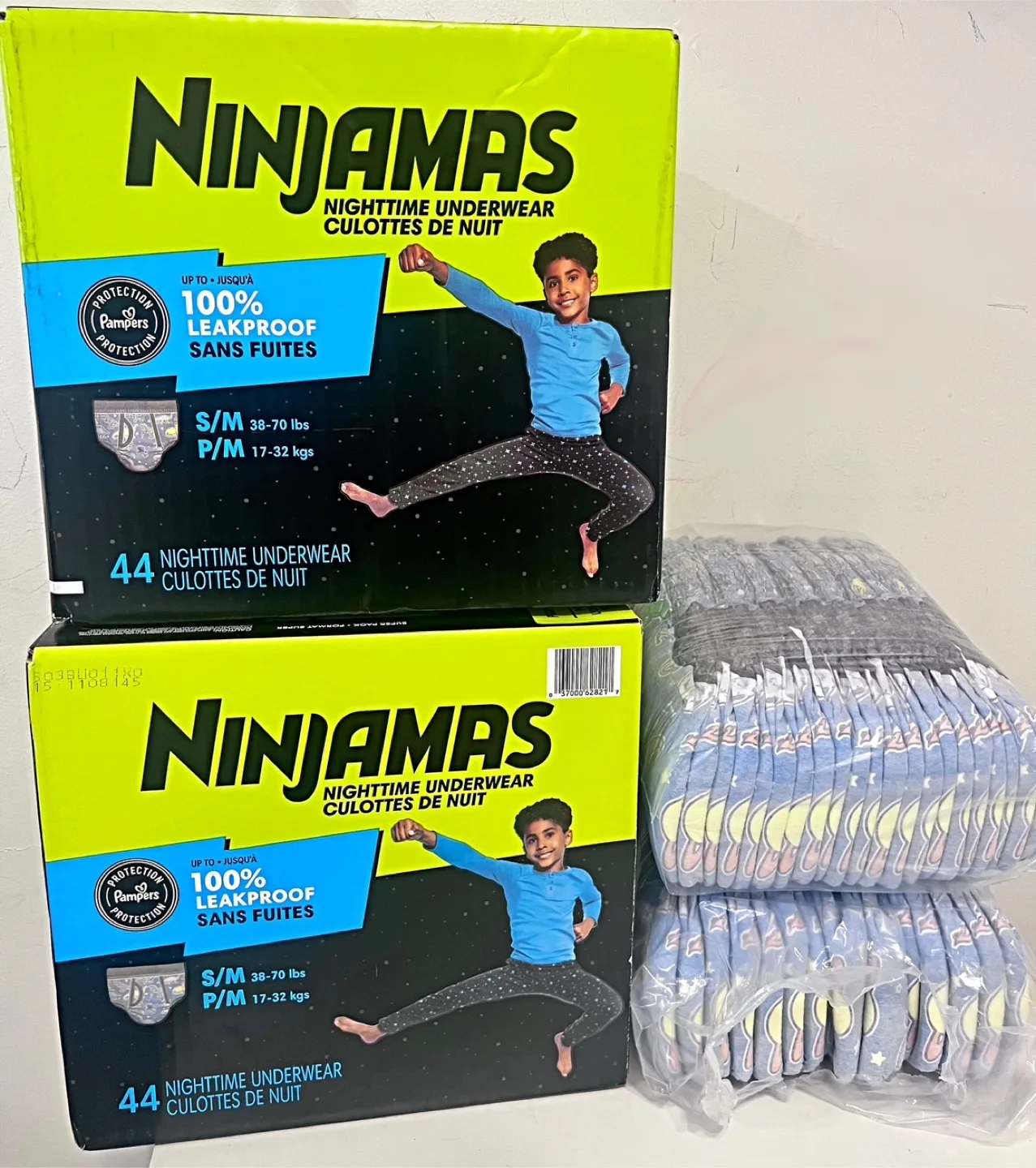 BRAND NEW Ninjamas Bundle – Size Small (44 Count x2 + Extras) thumbnail