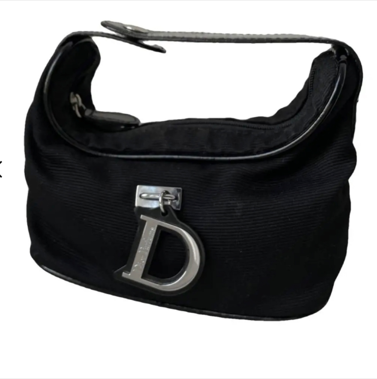 Christian Dior Black Canvas Mini Hobo Bag