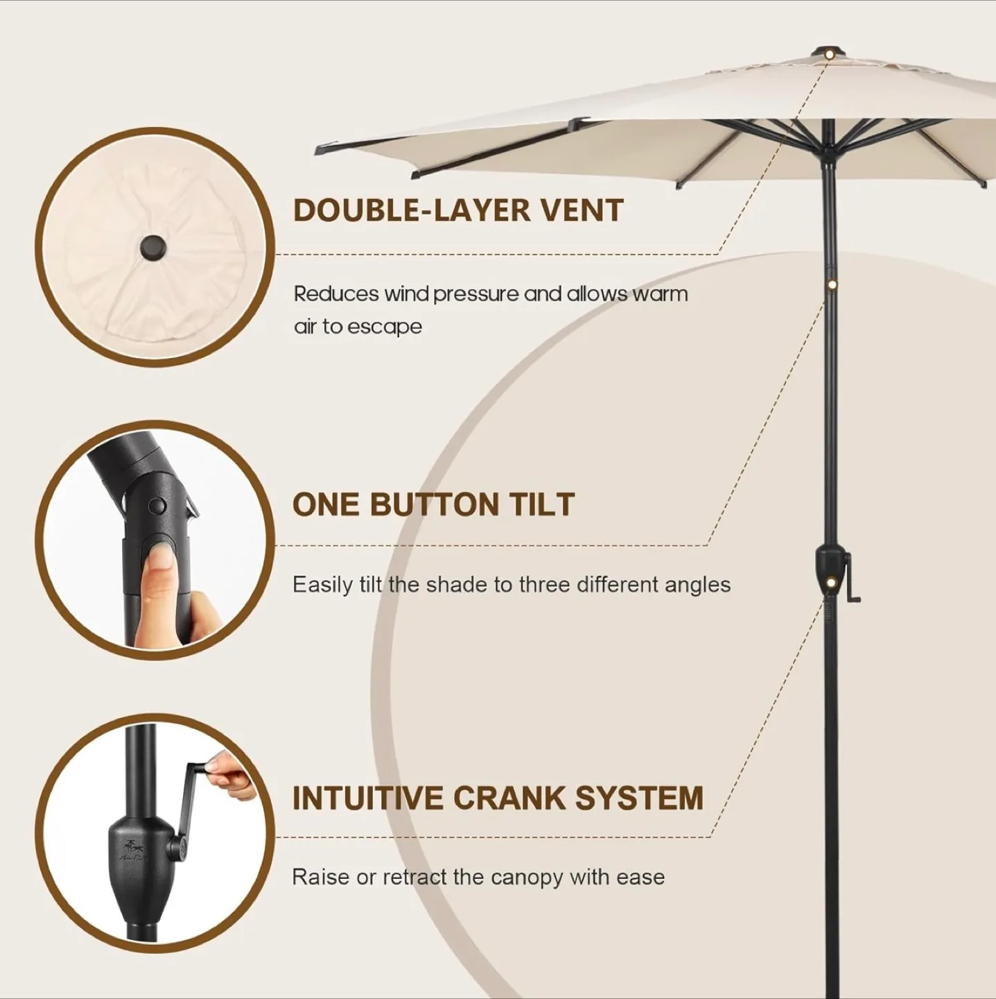Outdoor 9 Feet Patio Umbrella image indicator(3)