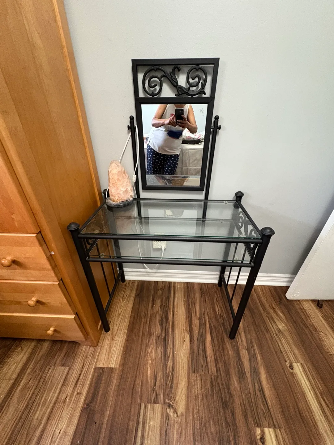 Black Vanity Table with Mirror & Stool thumbnail