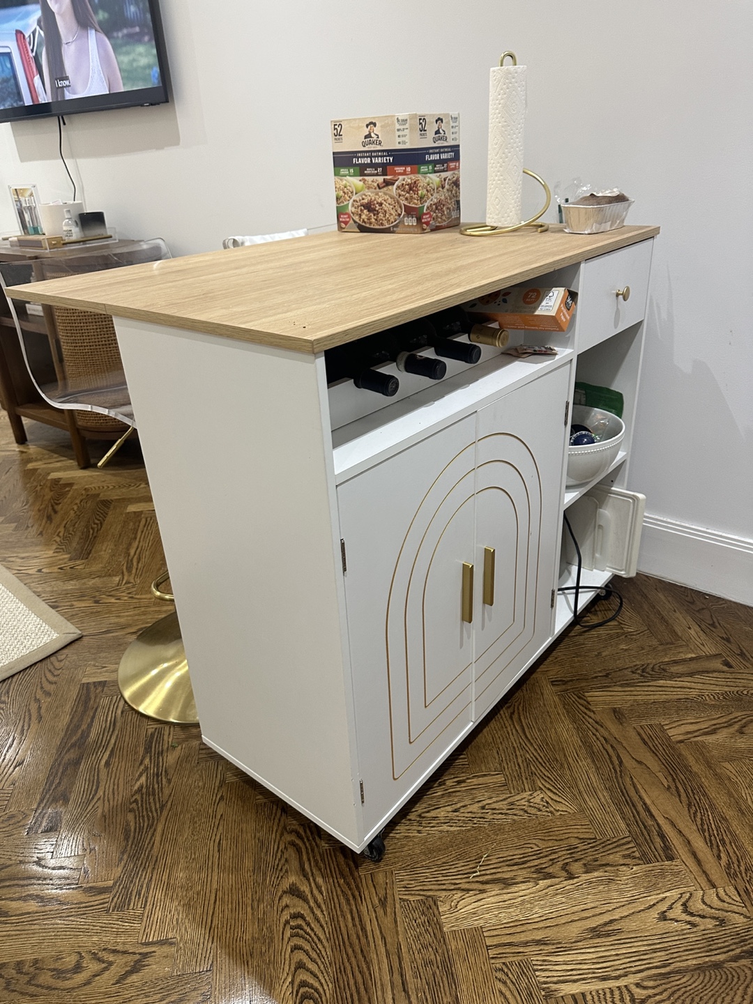 NEED GONE ASAP!! White & Wood island table