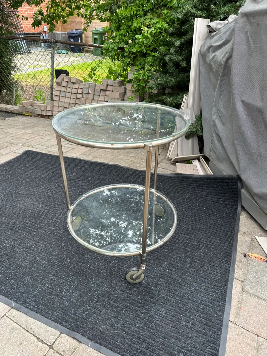 Rolling Glass Top Bar Cart thumbnail