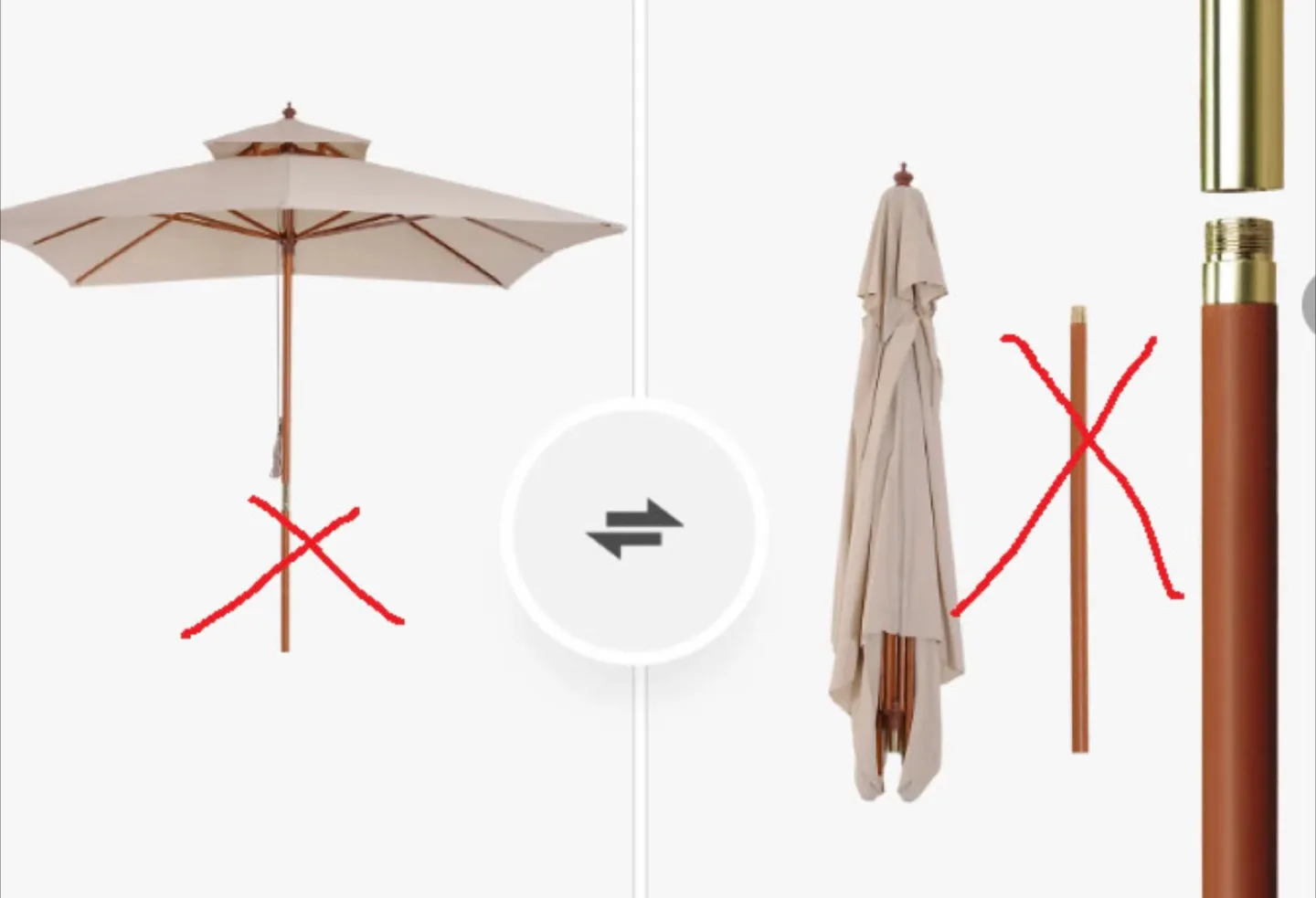 10x10ft WOOD SQUARE PATIO UMBRELLA- KHAKI thumbnail