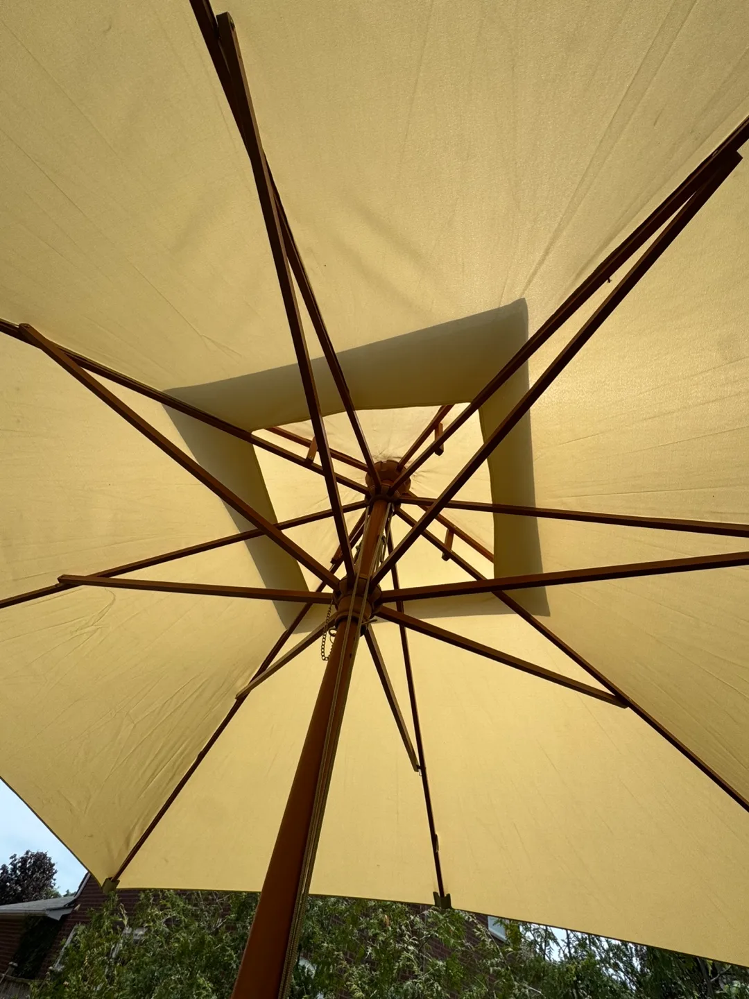 10x10ft WOOD SQUARE PATIO UMBRELLA- KHAKI image indicator(2)