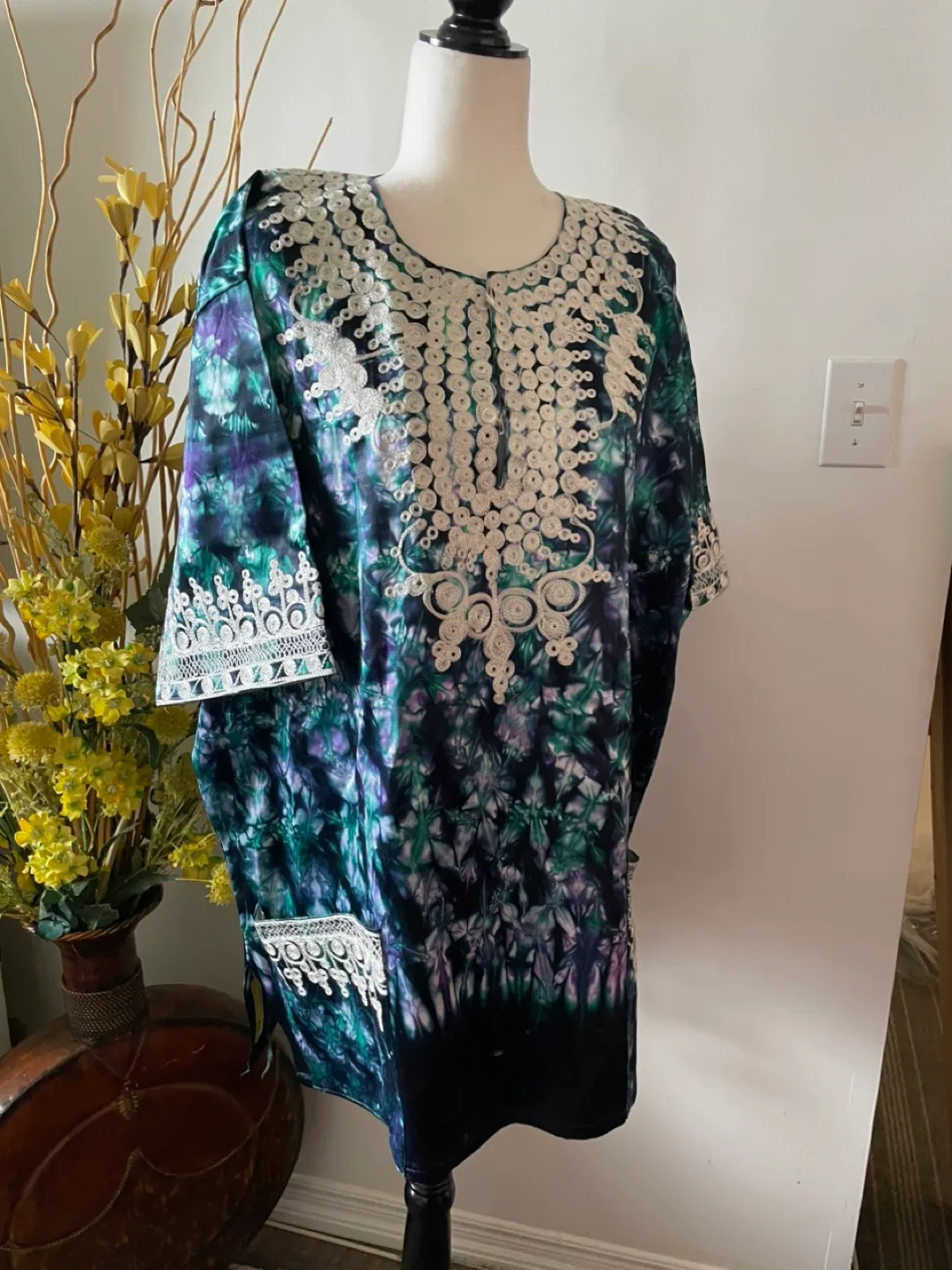 Tie-Dye Caftan with Lace Detail thumbnail