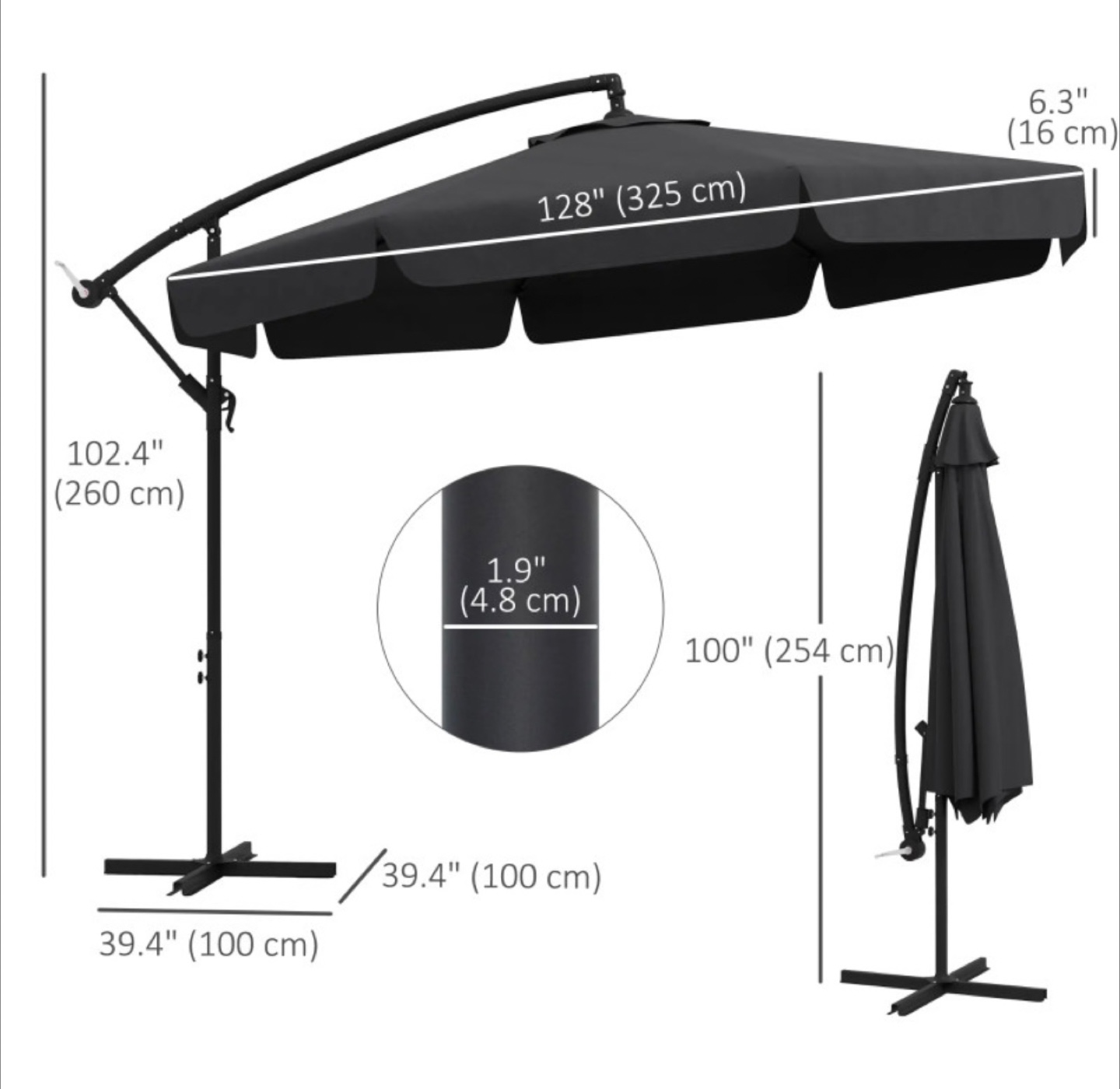 11 FT OFFSET PATIO UMBRELLA W/ CROSS BASE - photo 2