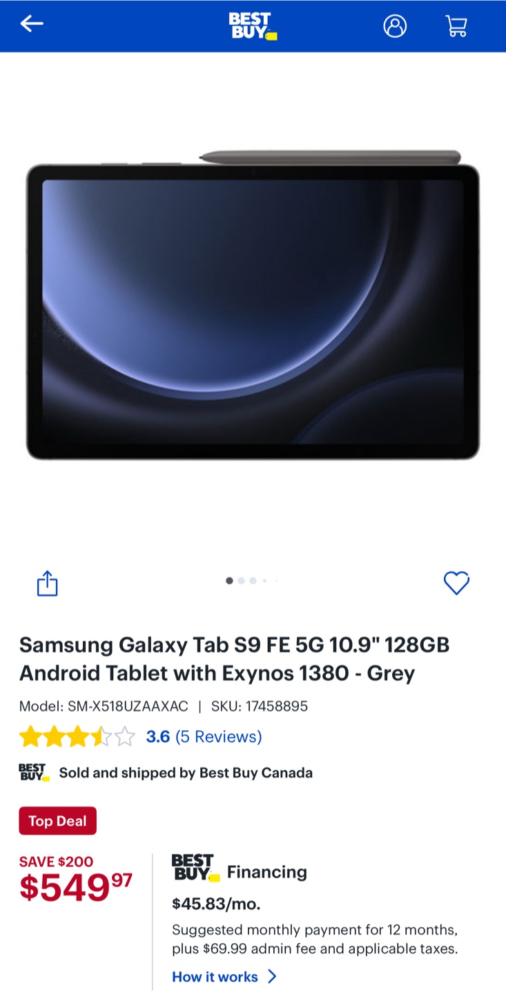 🎁 Brand New Samsung Galaxy Tab S9 FE – Unopened Box | $500