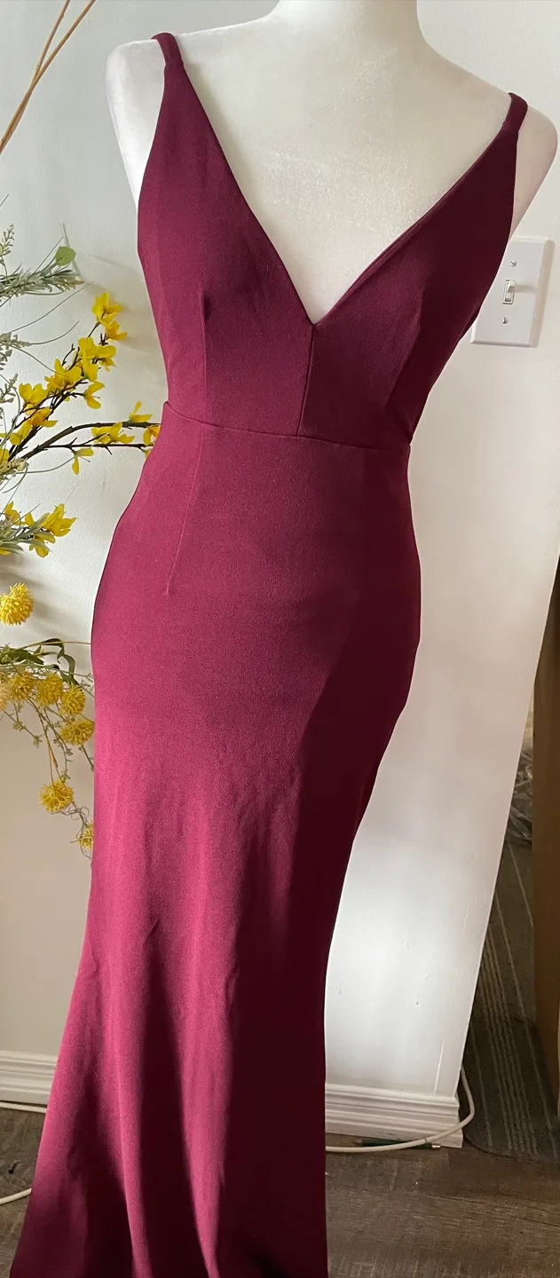 Burgundy V-neck Maxi Dress thumbnail
