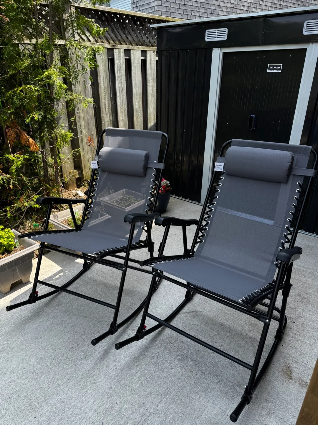 OUTDOOR PATIO FOLDING ROCKING CHAIR SET OF 2 thumbnail
