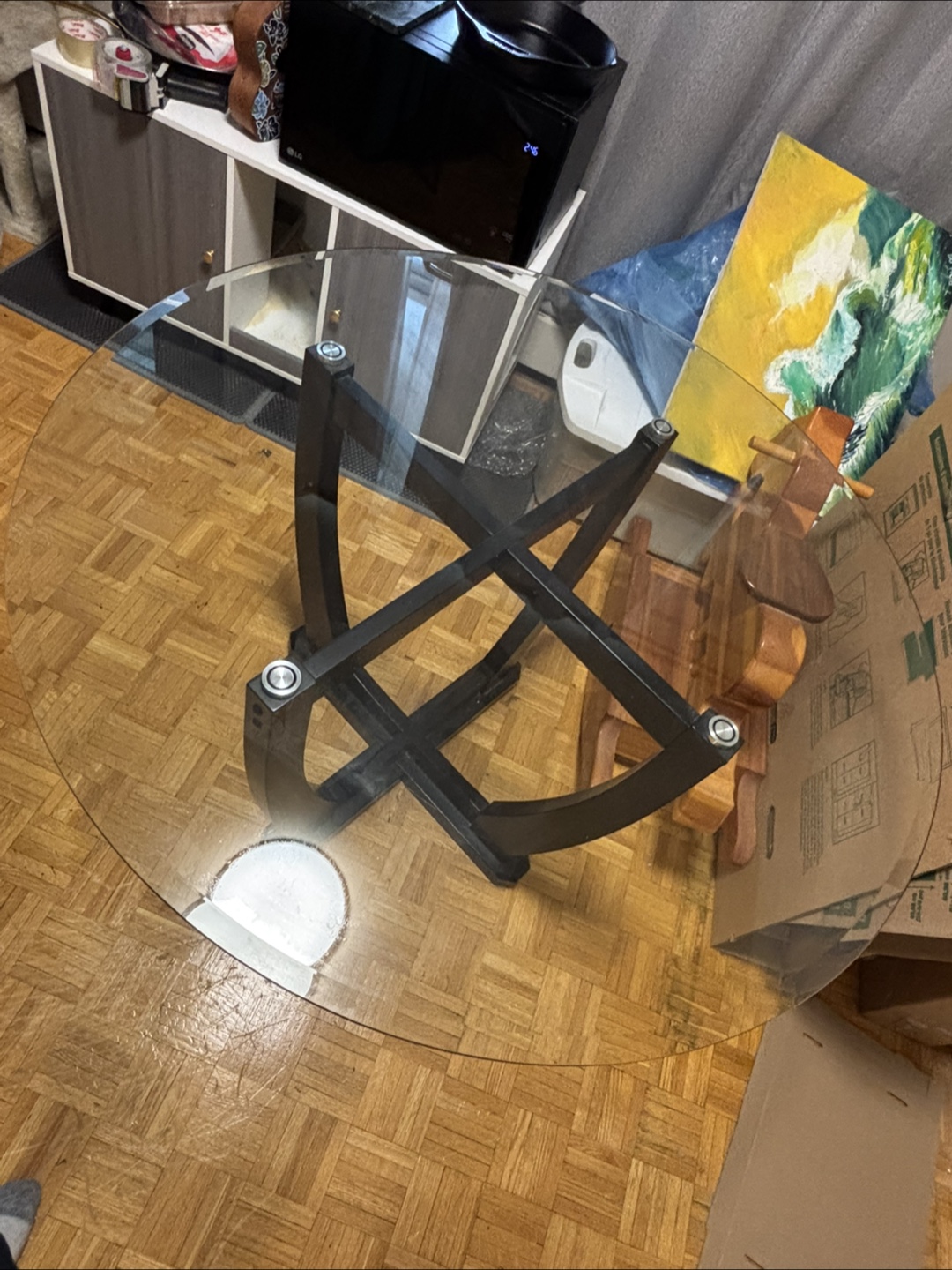 NEEDS TO GO Moving Sale Glass Top Round Dining Table - photo 2