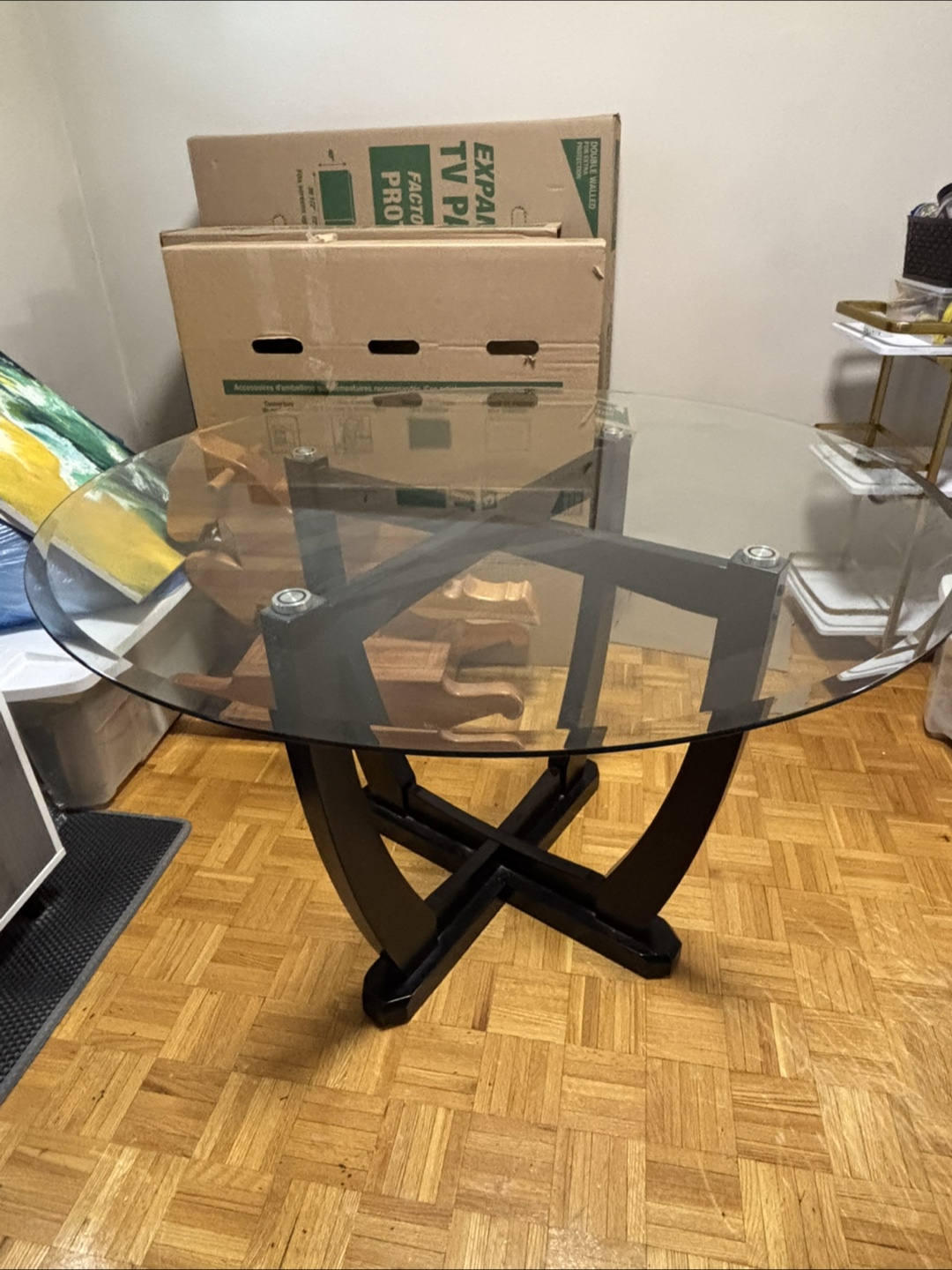 NEEDS TO GO Moving Sale Glass Top Round Dining Table