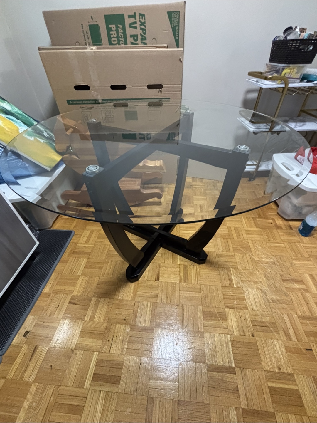 NEEDS TO GO Moving Sale Glass Top Round Dining Table - photo 3