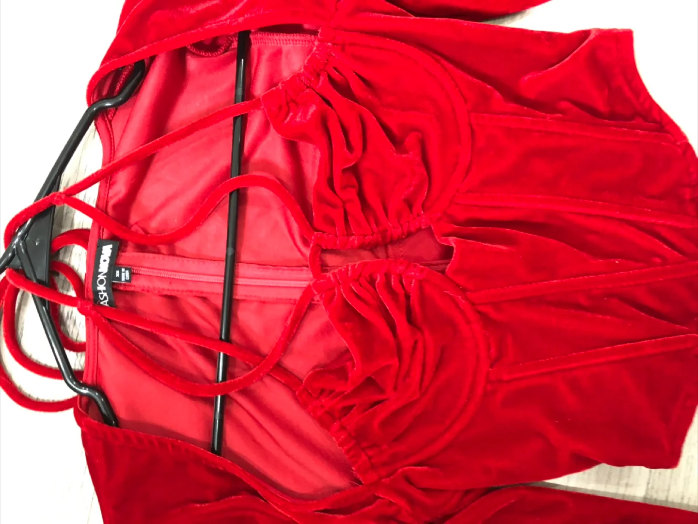 Fashion Nova Red Velvet Long Sleeve Top XS image indicator(2)