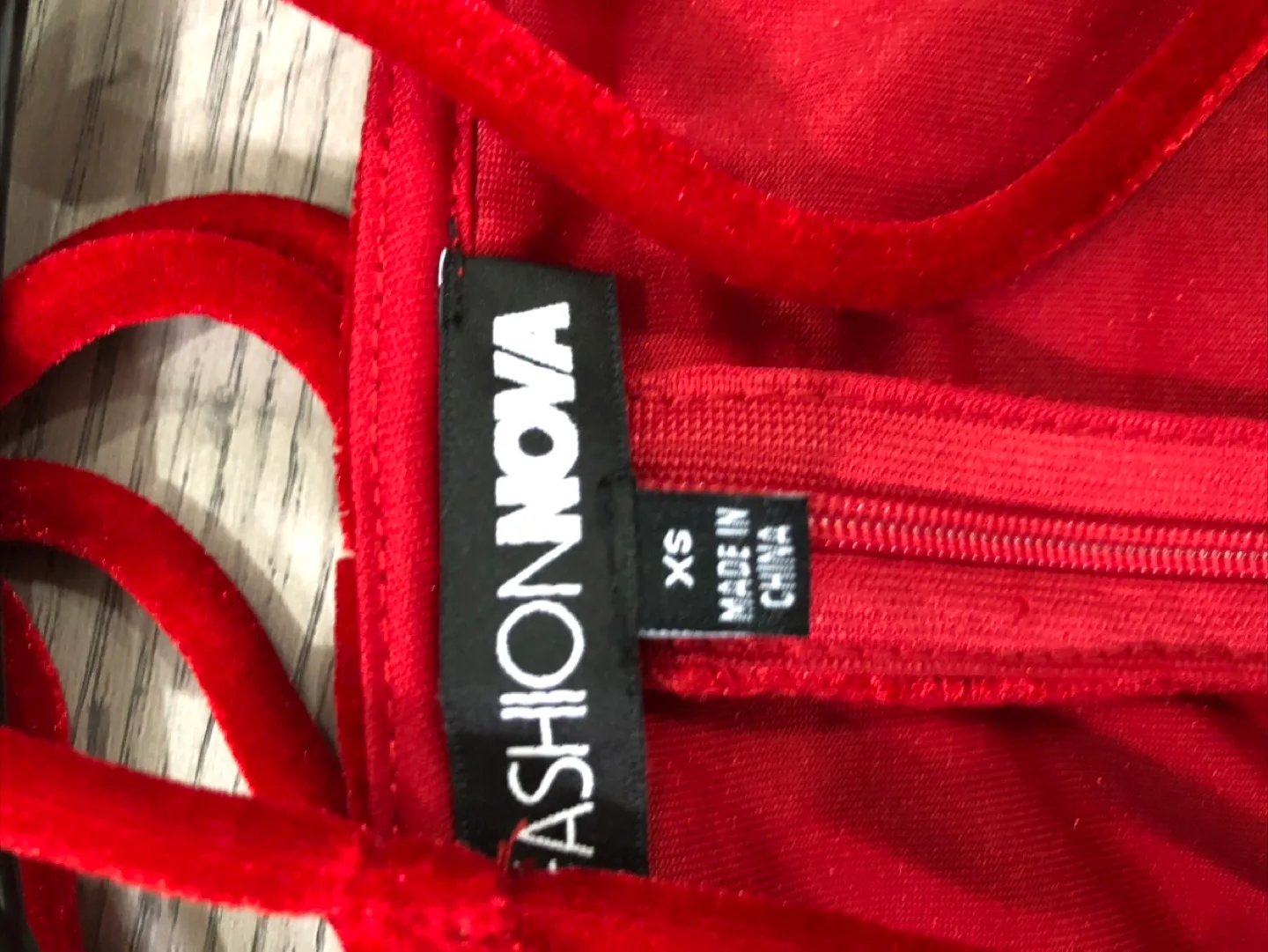 Fashion Nova Red Velvet Long Sleeve Top XS image indicator(3)