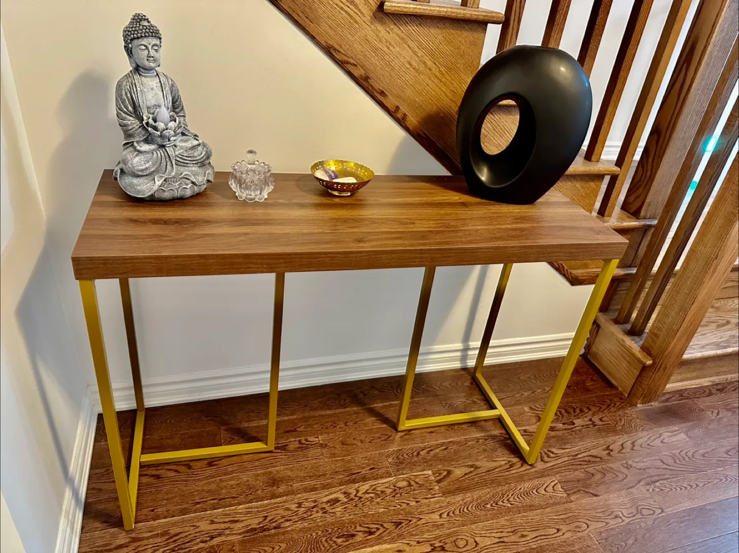 Console Table - Wood & Gold Accent thumbnail