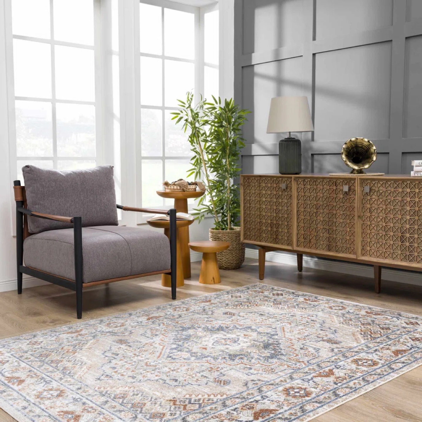 Area Rug - Beige/Blue Pattern