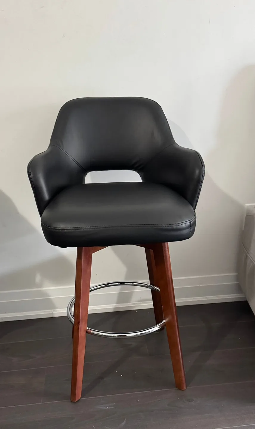 2 Counter Swivel Bar Stool - Black PU Leather thumbnail