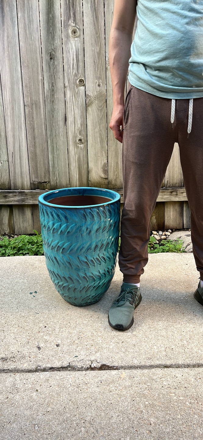 Large Decorative Blue Ceramic Planter - photo 2