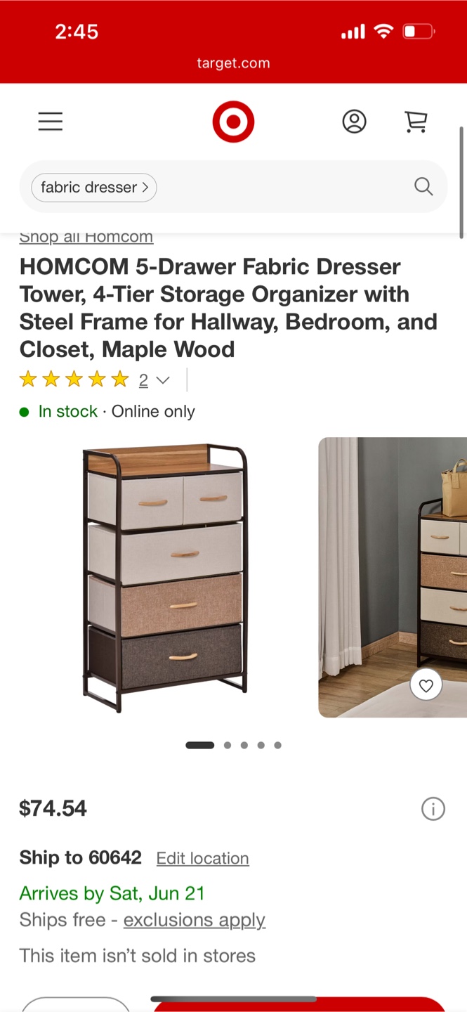 5-Drawer Fabric Dresser, 4-Tier Storage Tower with Steel Frame - photo 2
